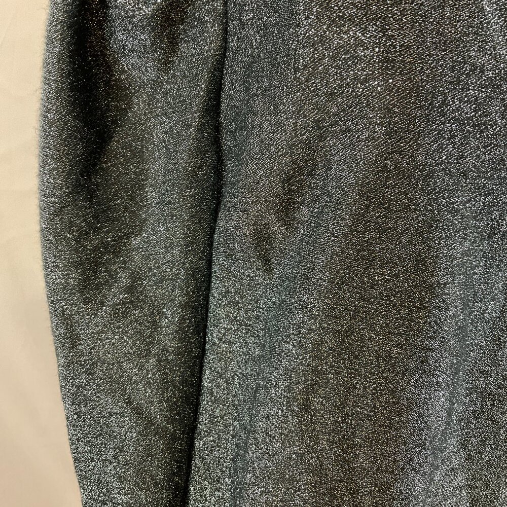 Happy Nature One Shoulder Dress XL Gray Blue Sparkle Metallic Long Sleeve Lined - Picture 5 of 12